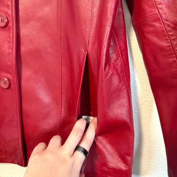 Siena Red Leather Jacket Size 6 - Picture 3 of 10
